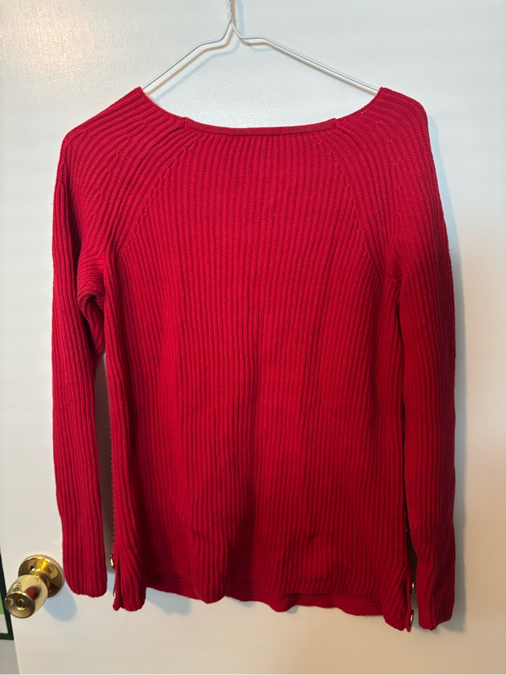 Talbots Quiet Luxury Mob Wife Aesthetic Old Money Red Knit Crewneck MP - Picture 5 of 5